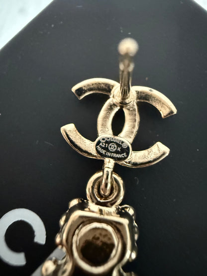 Chanel earrings CC perfume bottle