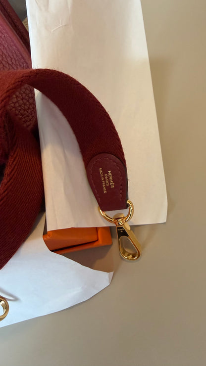 Hermes mini Evelyne rouge H new with gold hardware