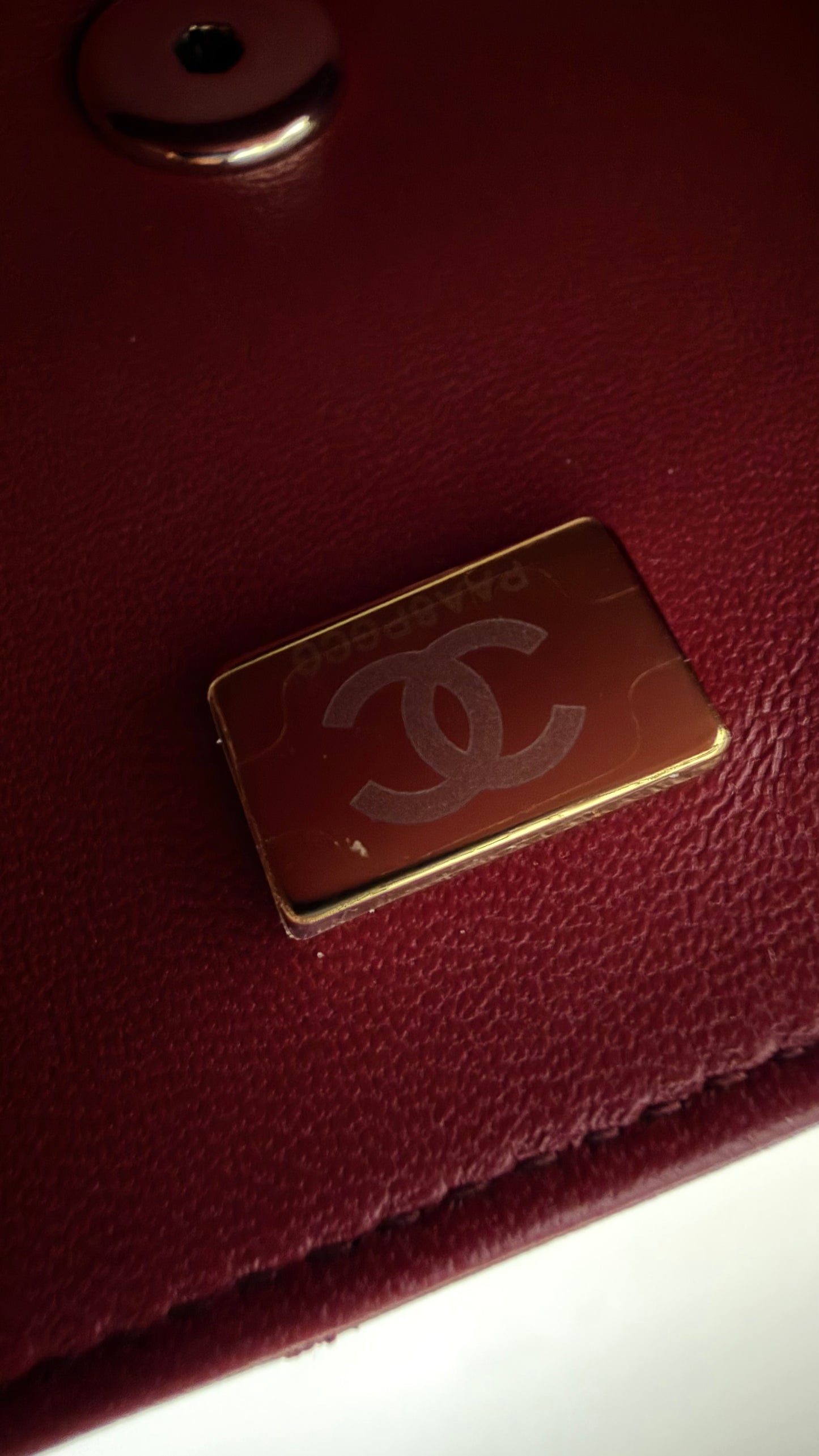 Chanel mini top handle burgundy