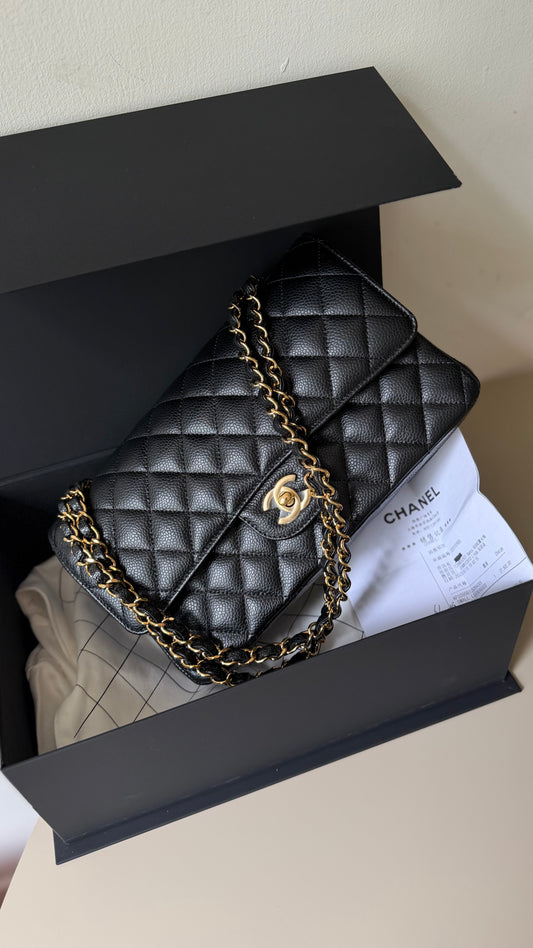 Chanel medium caviar black classic flapbag 2023 full set