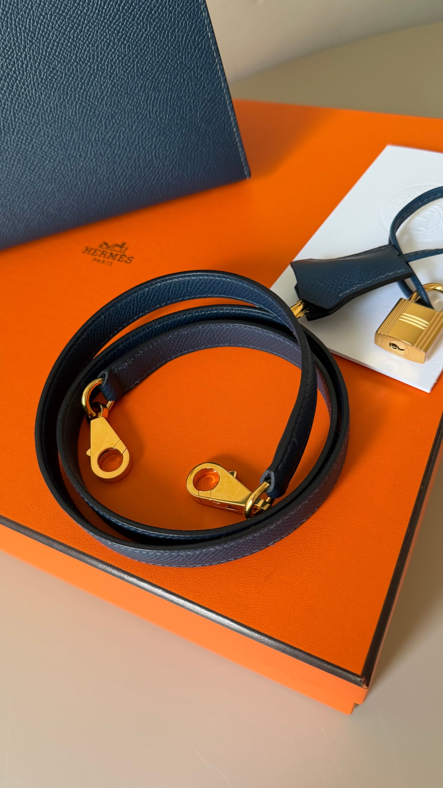 Hermes Kelly 25 blue de prusse W stamp full set