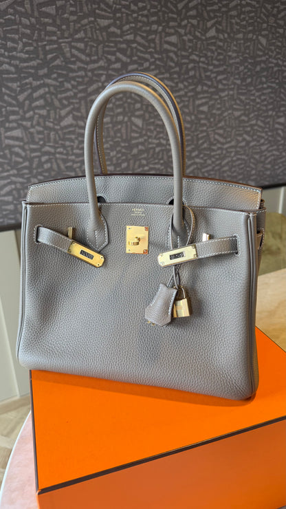 Hermes Birkin 30 etoupe with gold hardware - D stamp full set