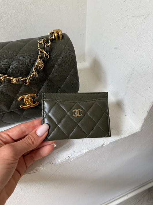 Chanel Olive green cardholder