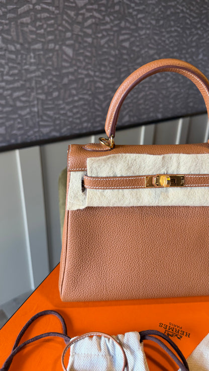 Kelly gold Togo leather gold hardware stamp Y - full set invoice