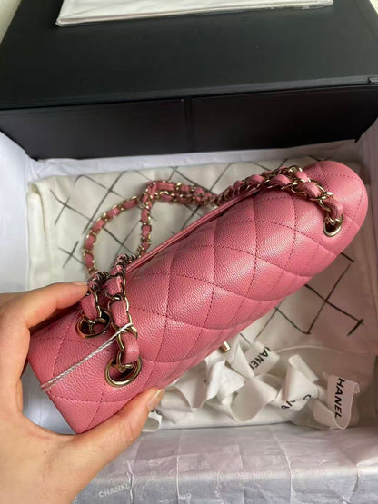 Pink Chanel small caviar double flapbag