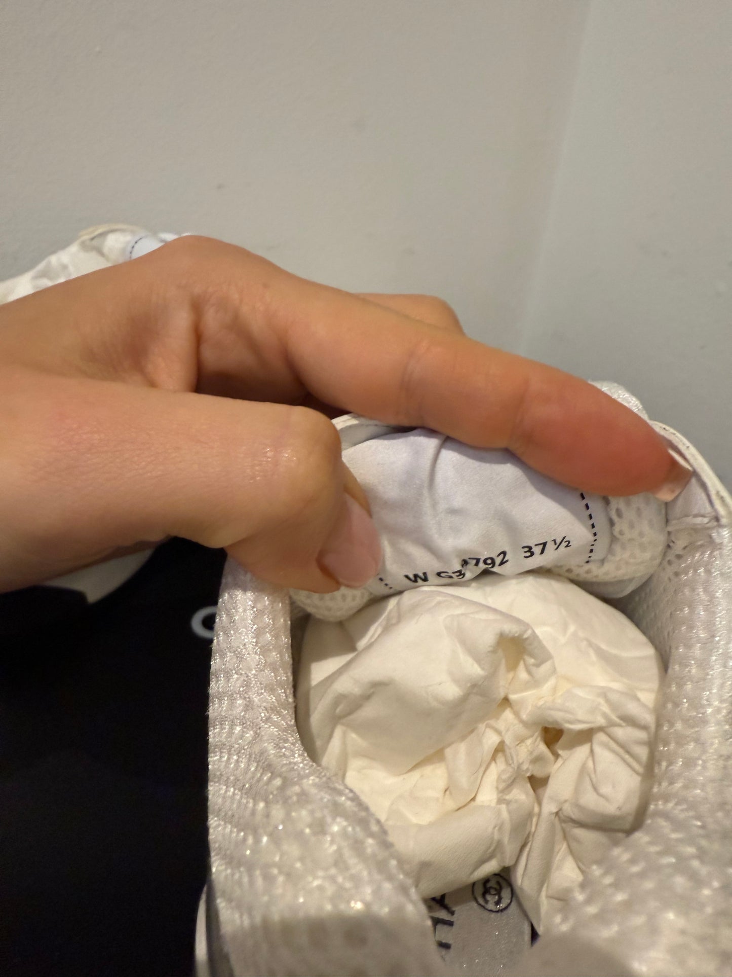 Chanel silver white sneakers 37.5