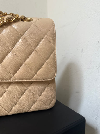 Chanel medium beige caviar flapbag 20 series