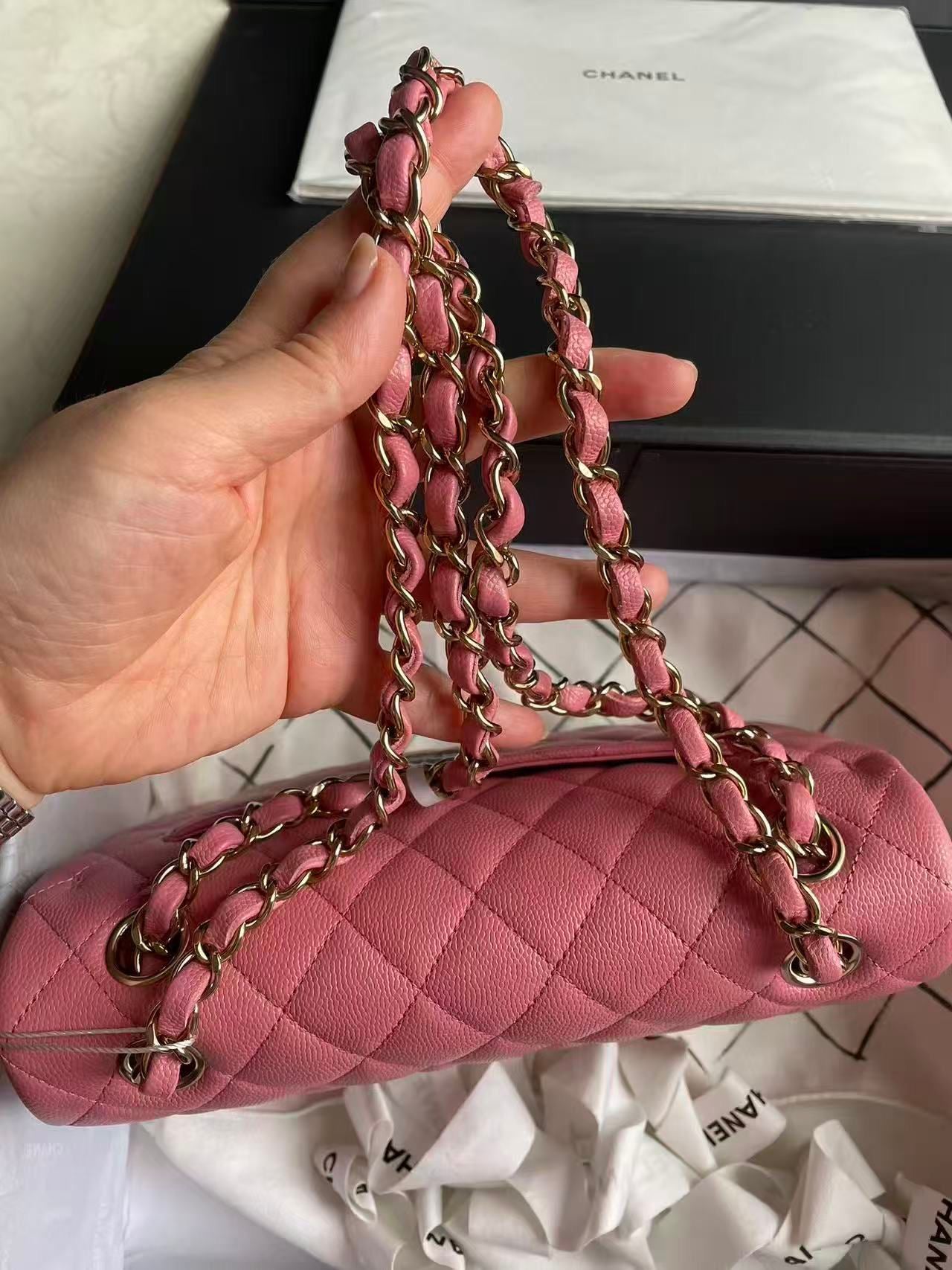 Pink Chanel small caviar double flapbag