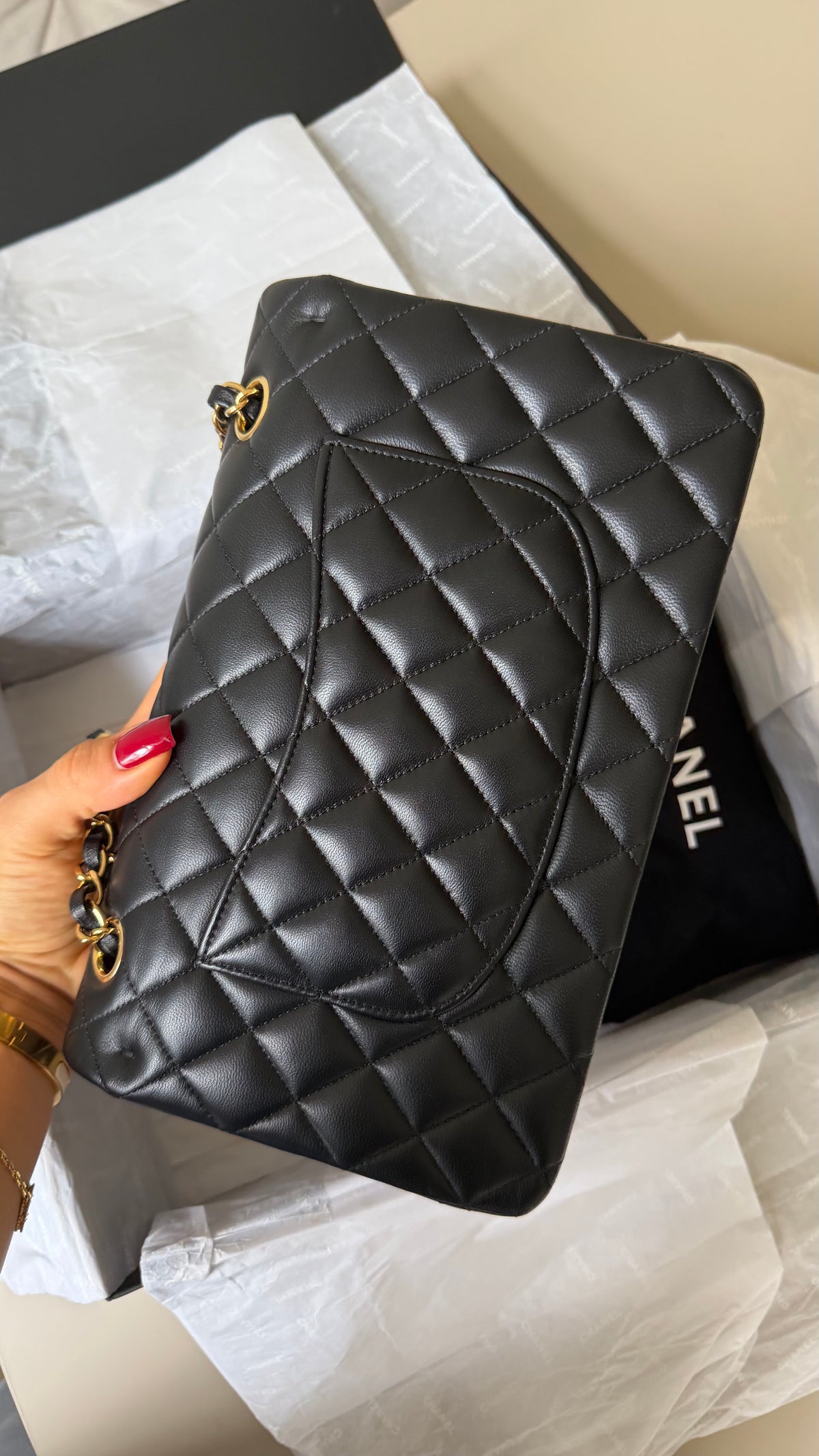 Chanel 2025 black medium lambskin classic flapbag