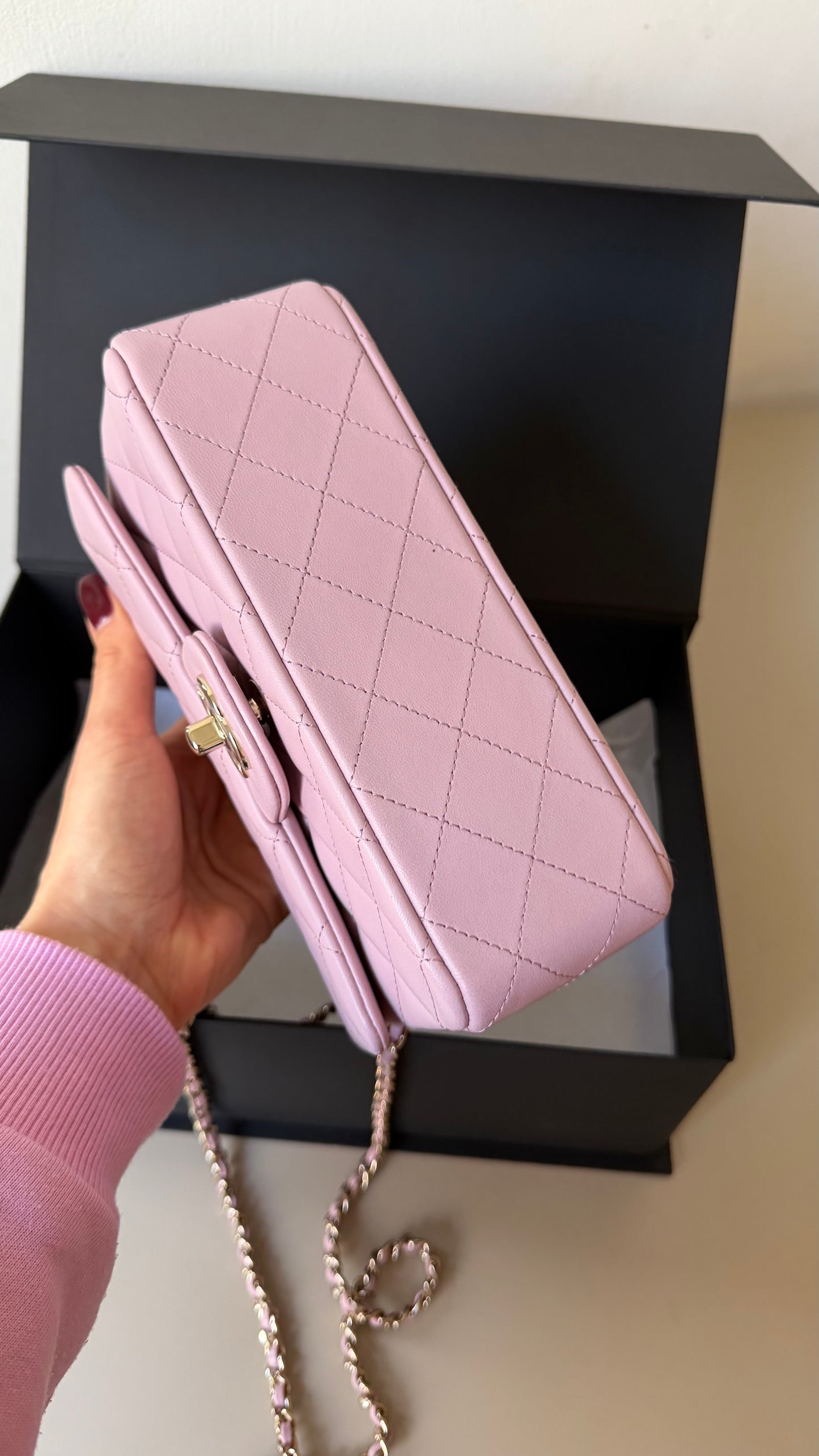 Chanel pink mini top handle with chip