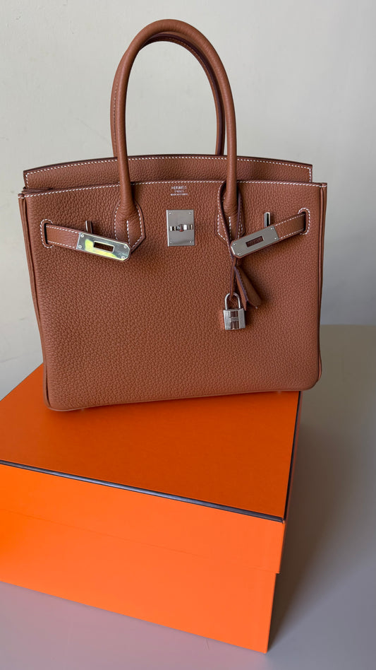 Birkin 30 gold togo palladium hardware stamp K (03/2026 invoice)