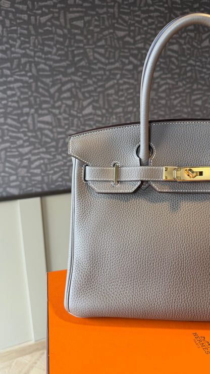 Hermes Birkin 30 etoupe with gold hardware - D stamp full set