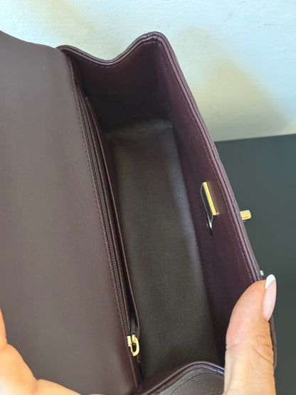 Chanel top handle dark brown/purple