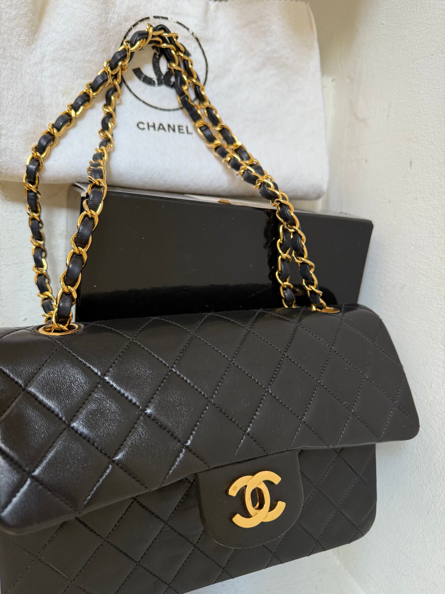 Chanel small classic flap 2 series (1991-1994) box, dustbag, card