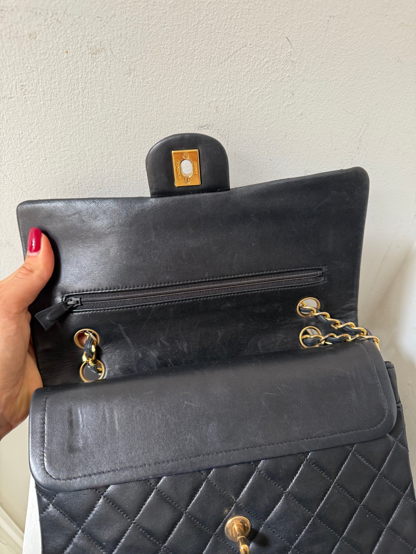 Chanel medium lambskin vintage flap 1 series (1989-1991)