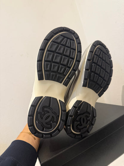 Chanel silver white sneakers 37.5