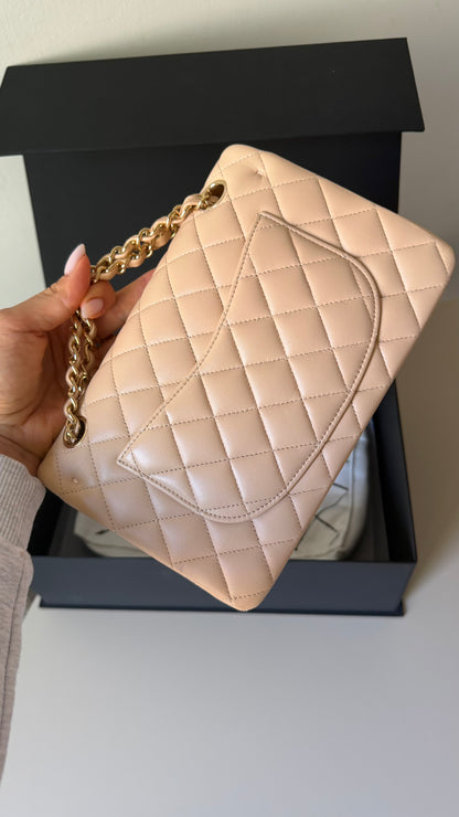 Chanel lambskin small classic double flapbag with chip and invoice