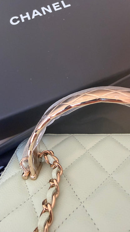 Chanel mint green caviar vanity case