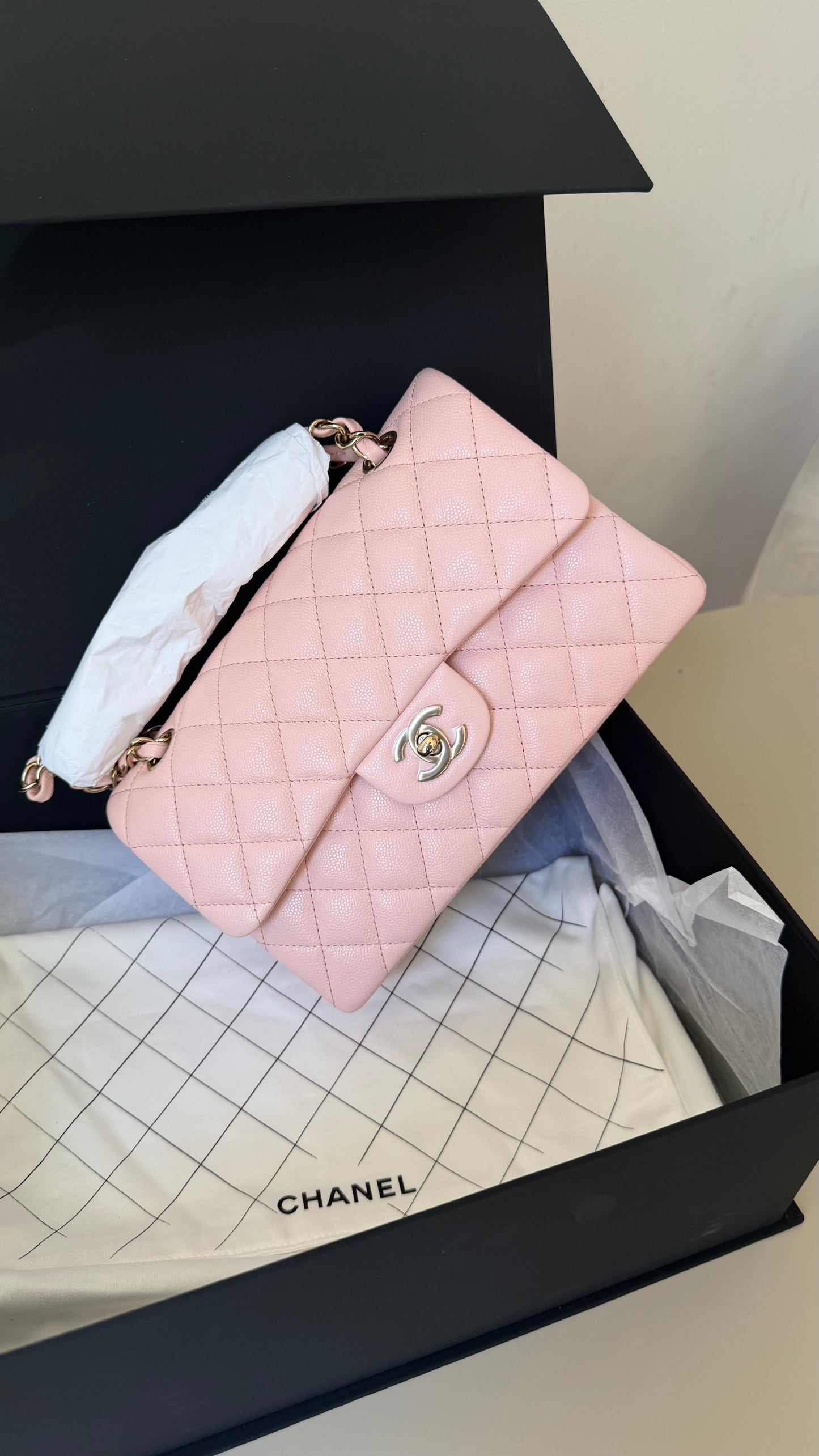 Chanel pink caviar small with chip (2022-2026) and entrupy certificate