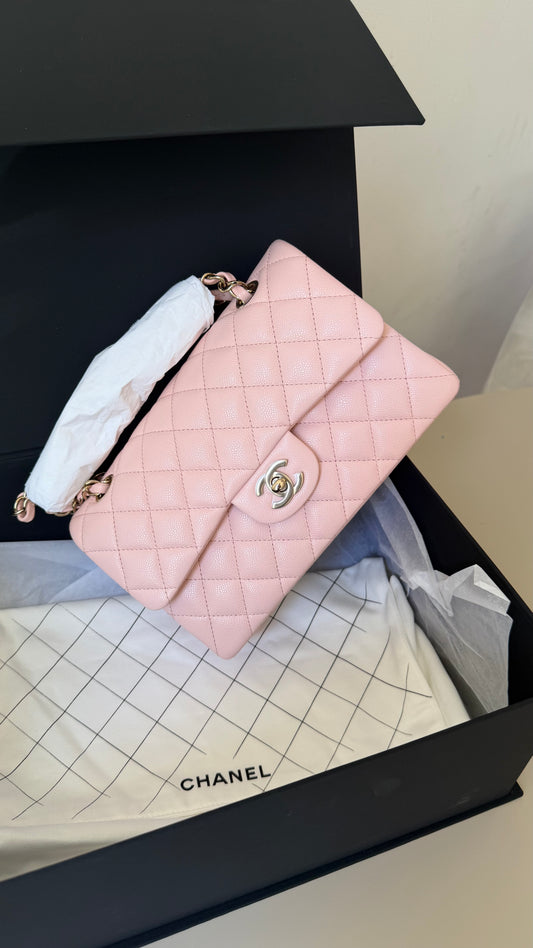 Chanel pink caviar small with chip (2022-2026) and entrupy certificate