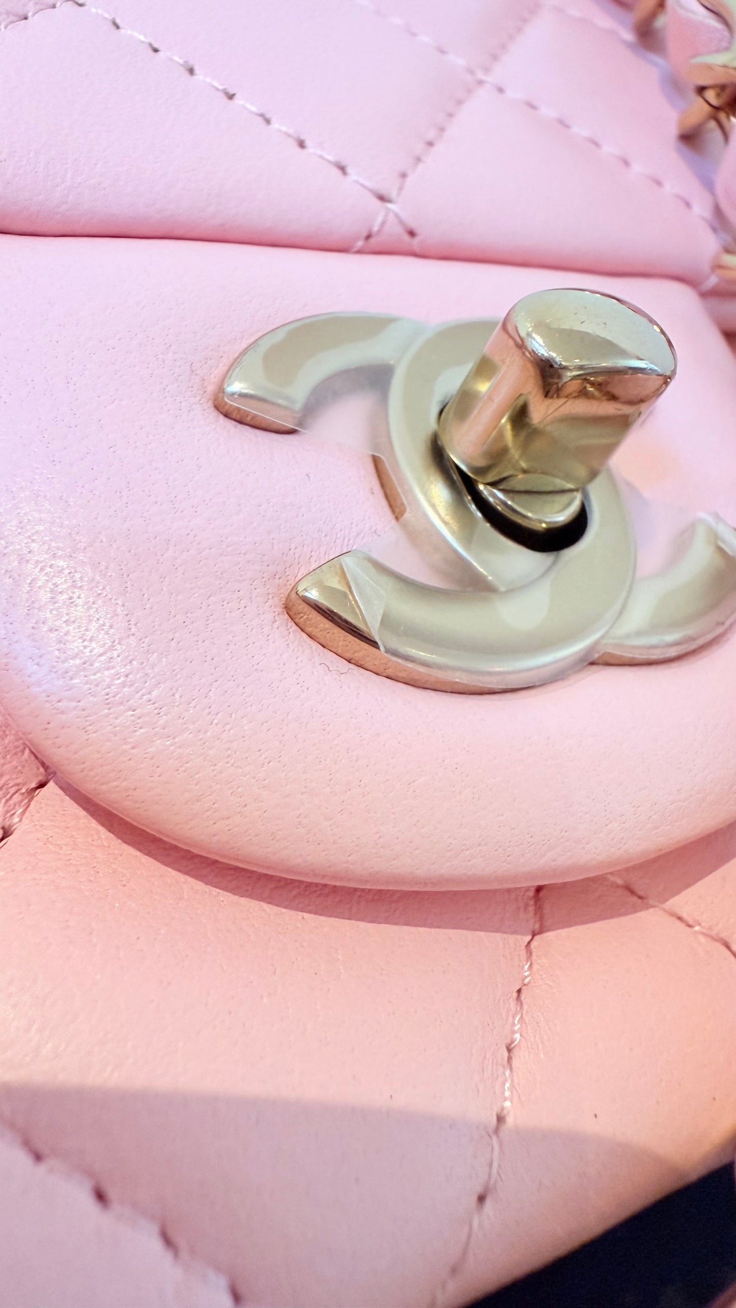Chanel baby pink mini lambskin flapbag - chip, box, dustbag, entrupy