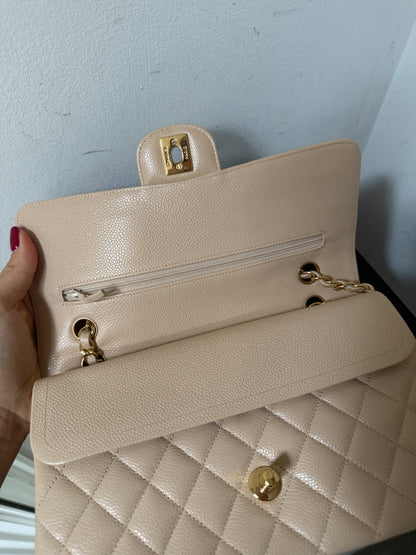 Chanel medium beige caviar flapbag 20 series