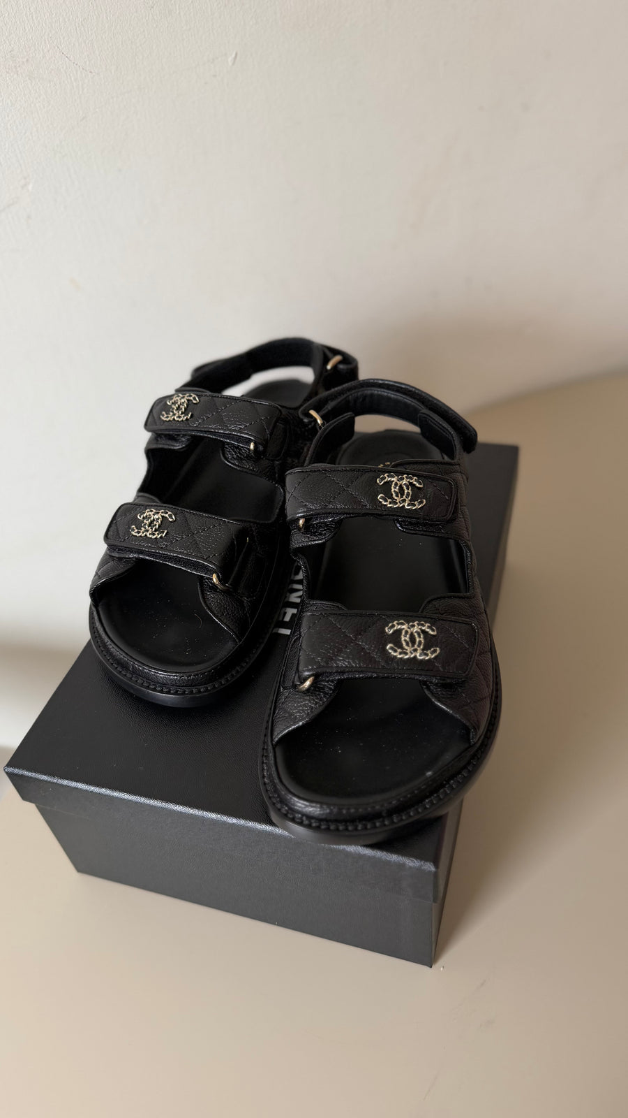 Chanel caviar dad sandals size 38