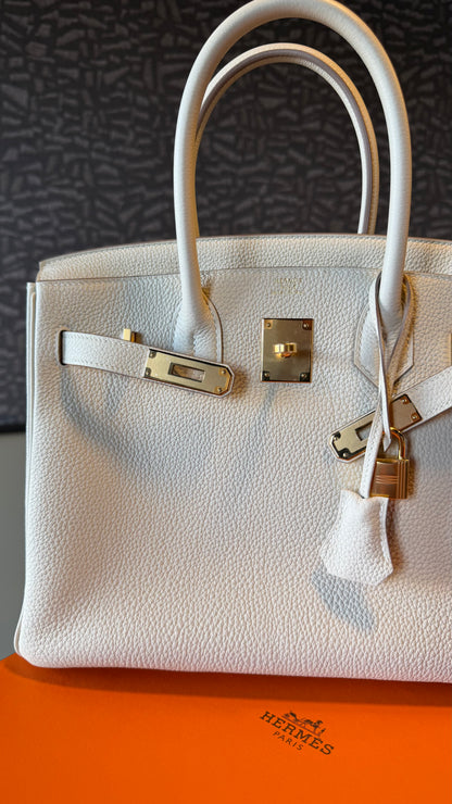 Hermes birkin 30 Craie Togo leather gold hardware