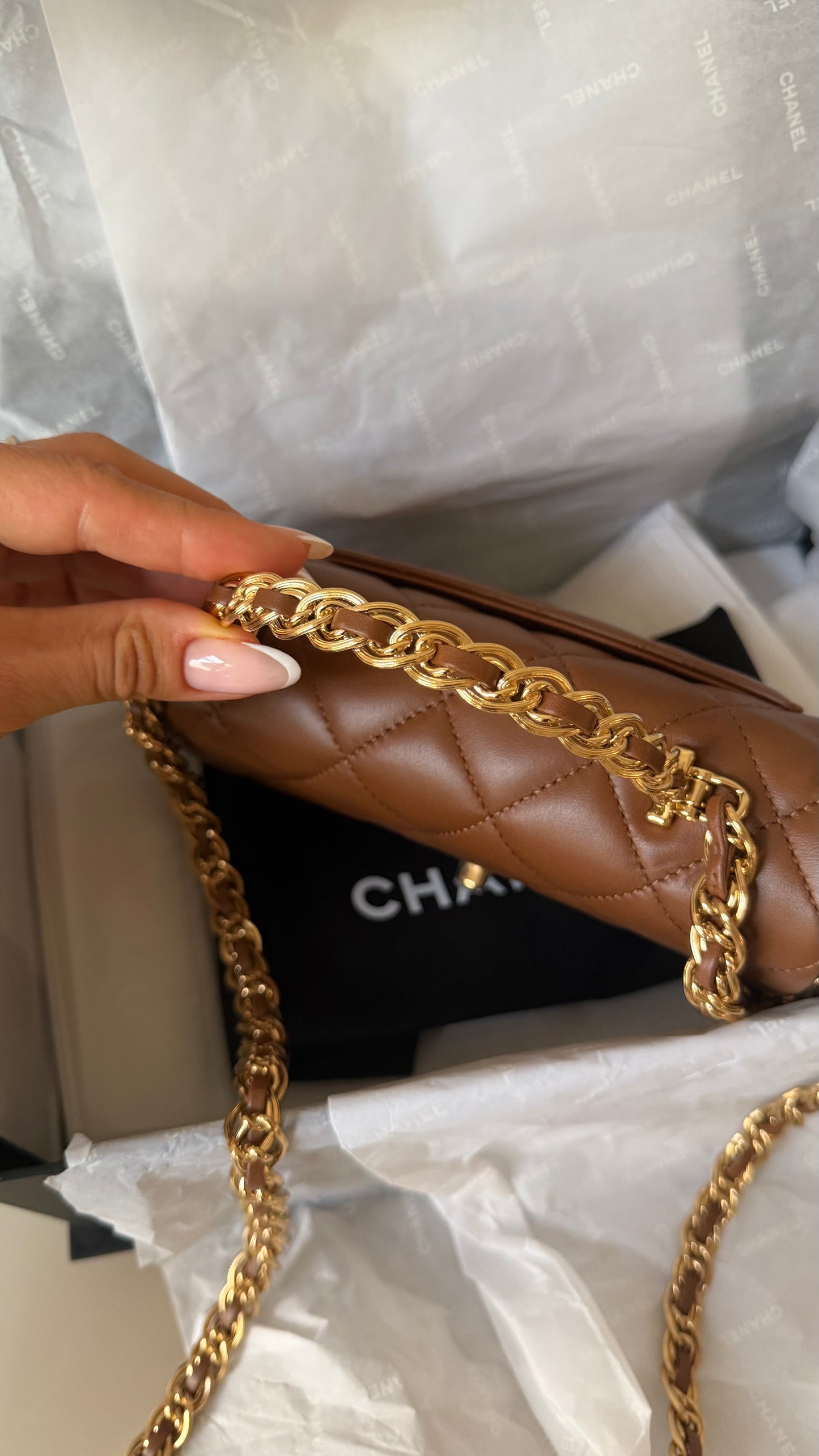 Chanel squared mini top handle new full set 2026
