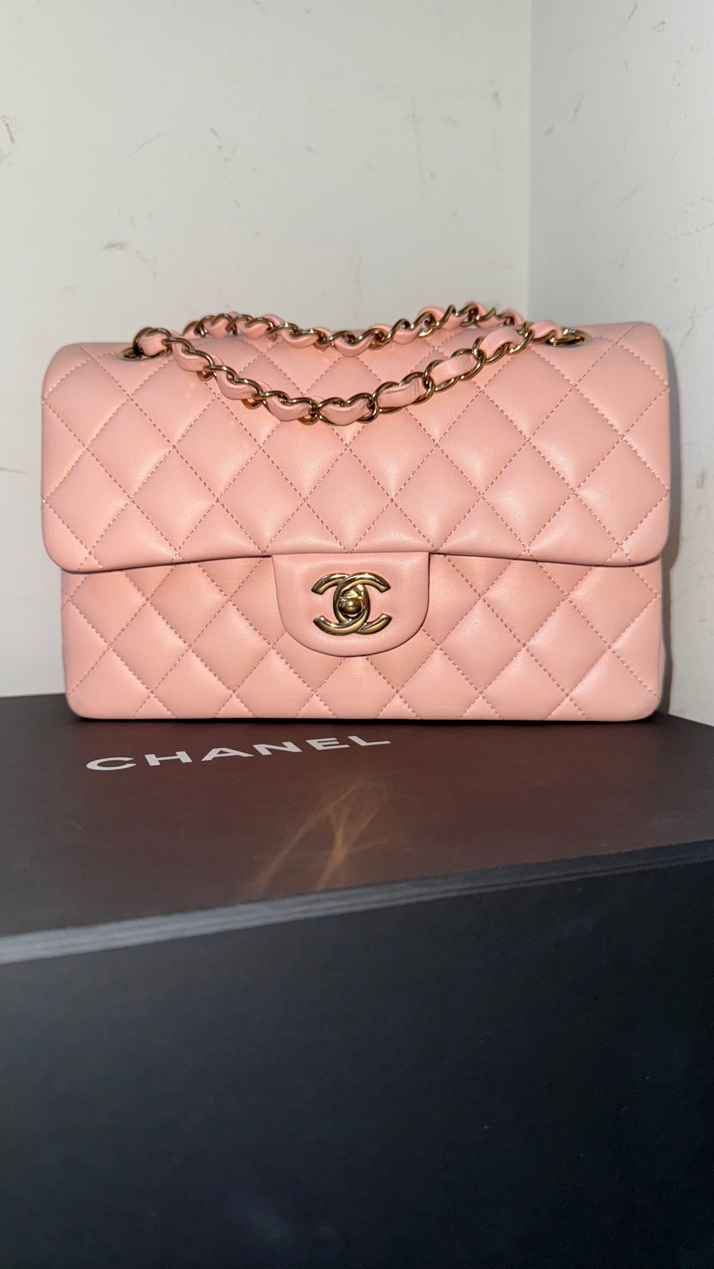 Chanel baby pink small lambskin 2023 classic flap