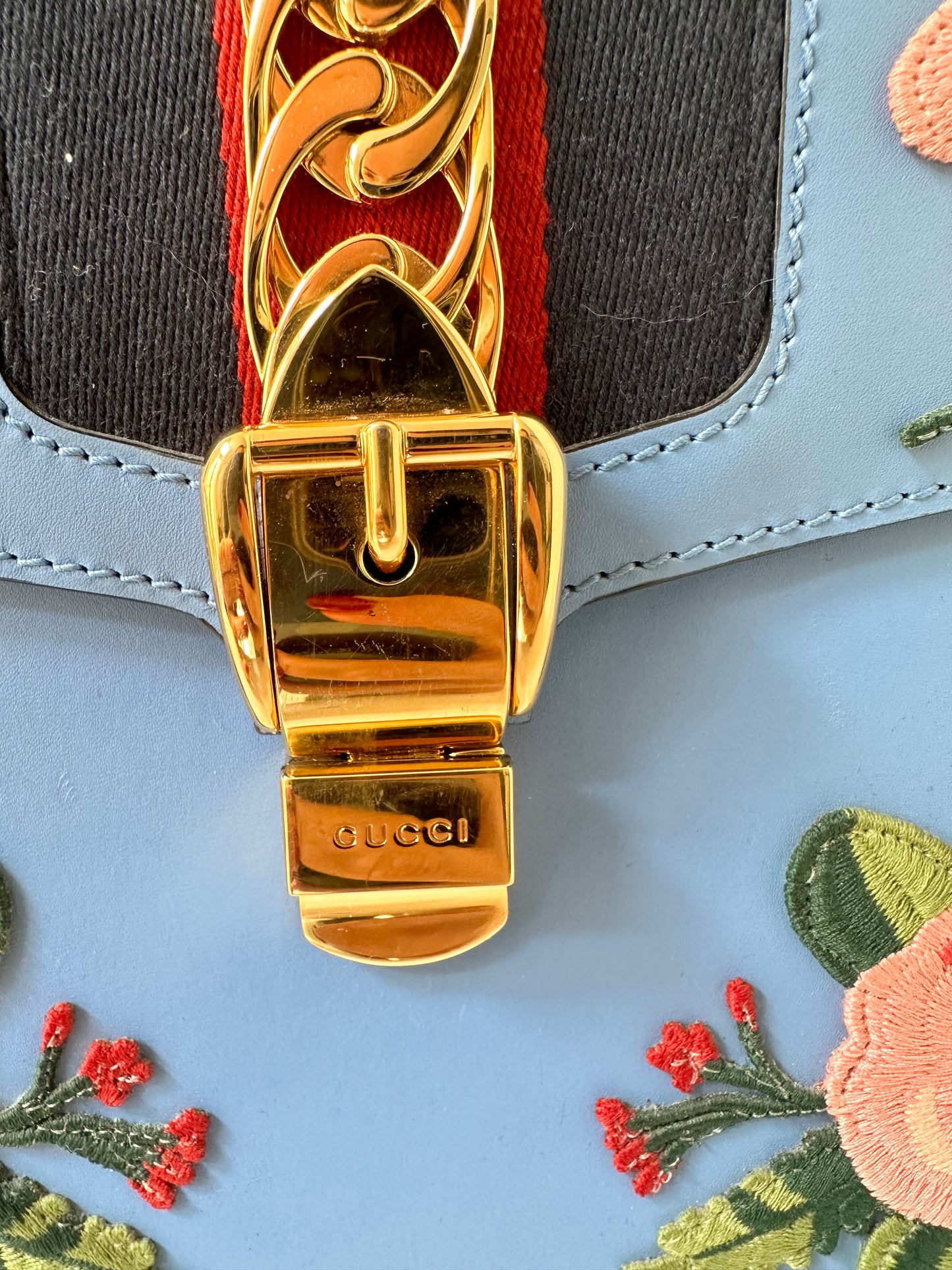 Gucci blue sylvie bag medium size