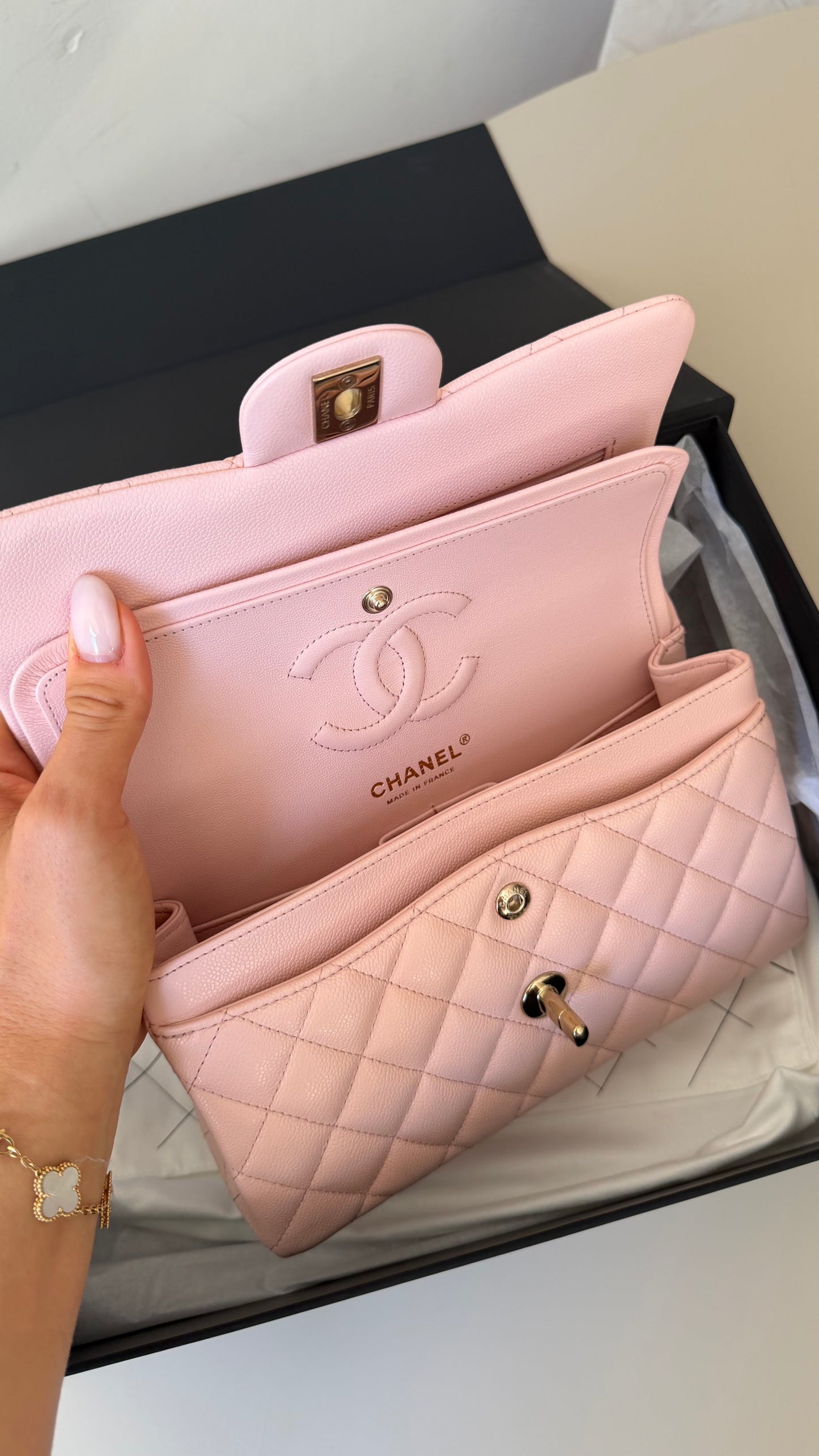 Chanel pink caviar small with chip (2022-2026) and entrupy certificate