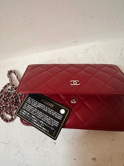 Chanel wallet on chain red 2014