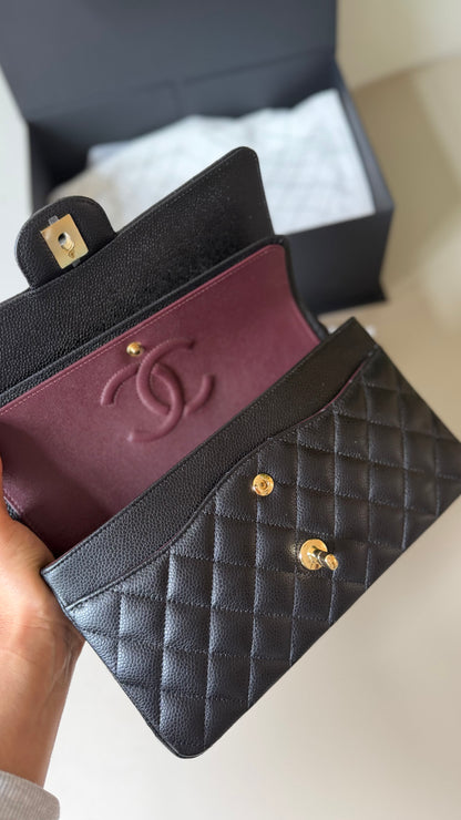 Chanel medium caviar black classic flapbag 2023 full set