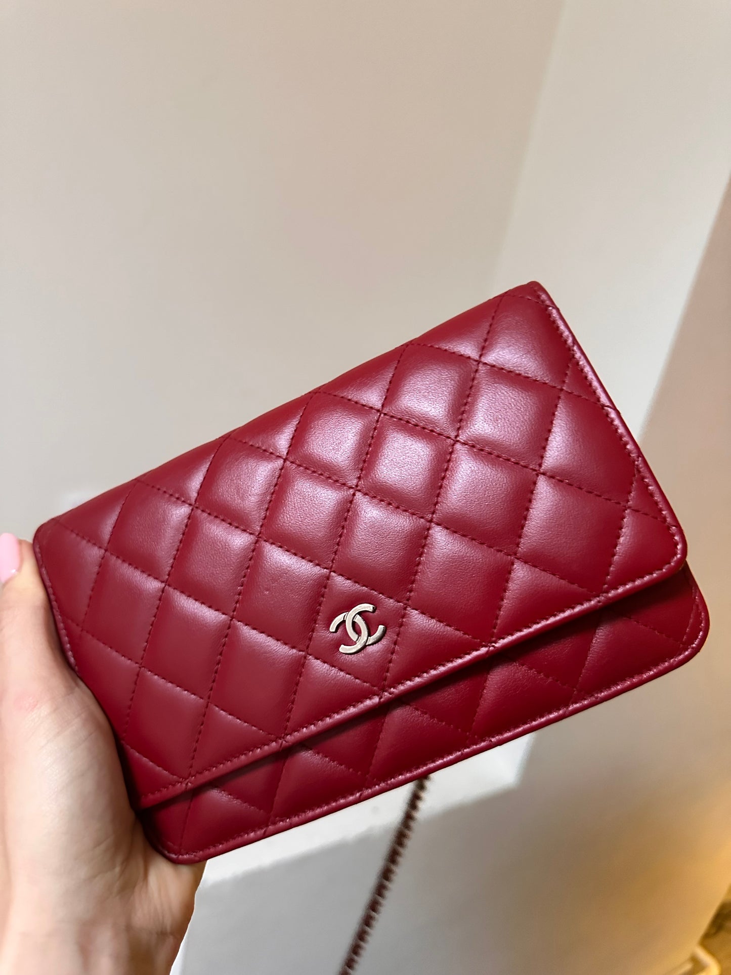 Chanel wallet on chain red 2014
