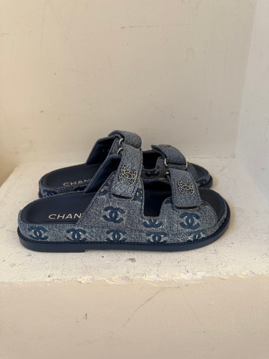 Chanel dad sandal size 37C denim