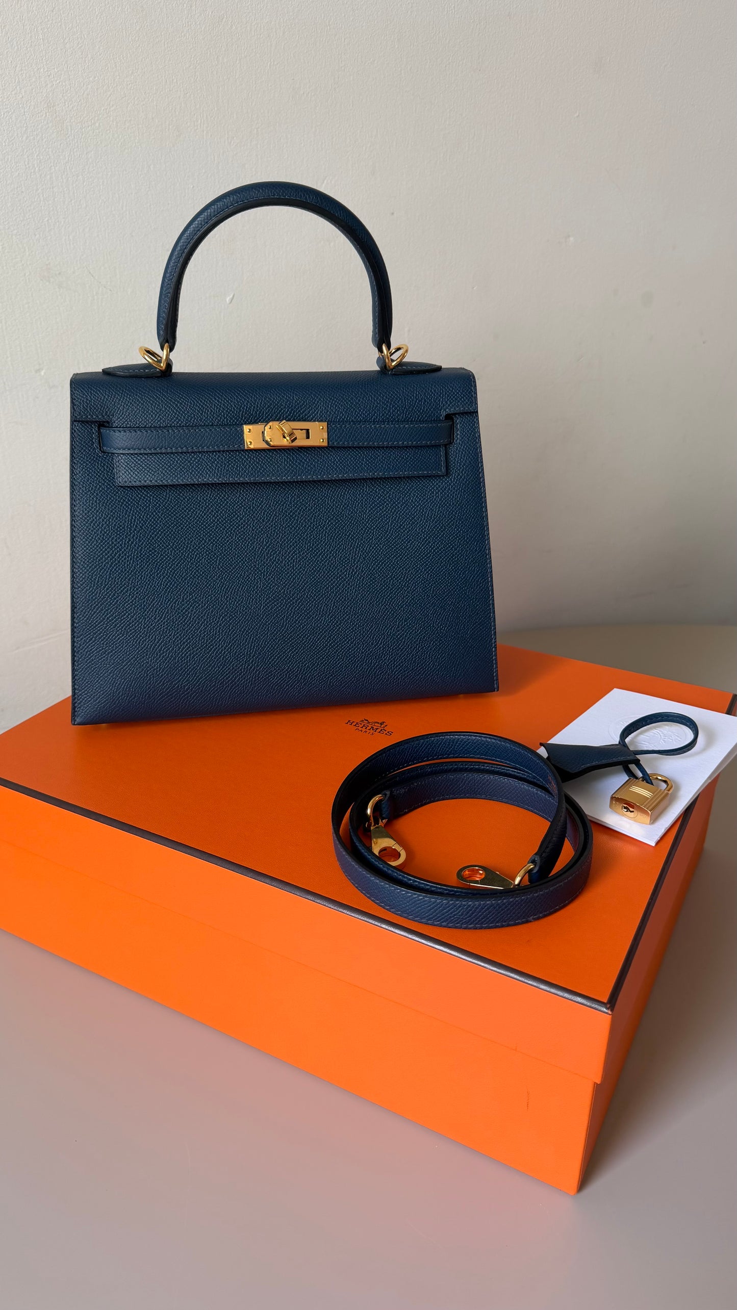 Hermes Kelly 25 blue de prusse W stamp full set