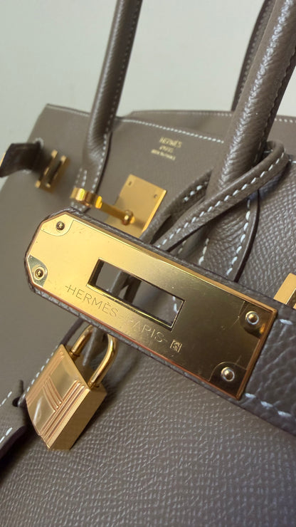 Hermes Birkin 30 etoupe Epsom gold hardware Y stamp