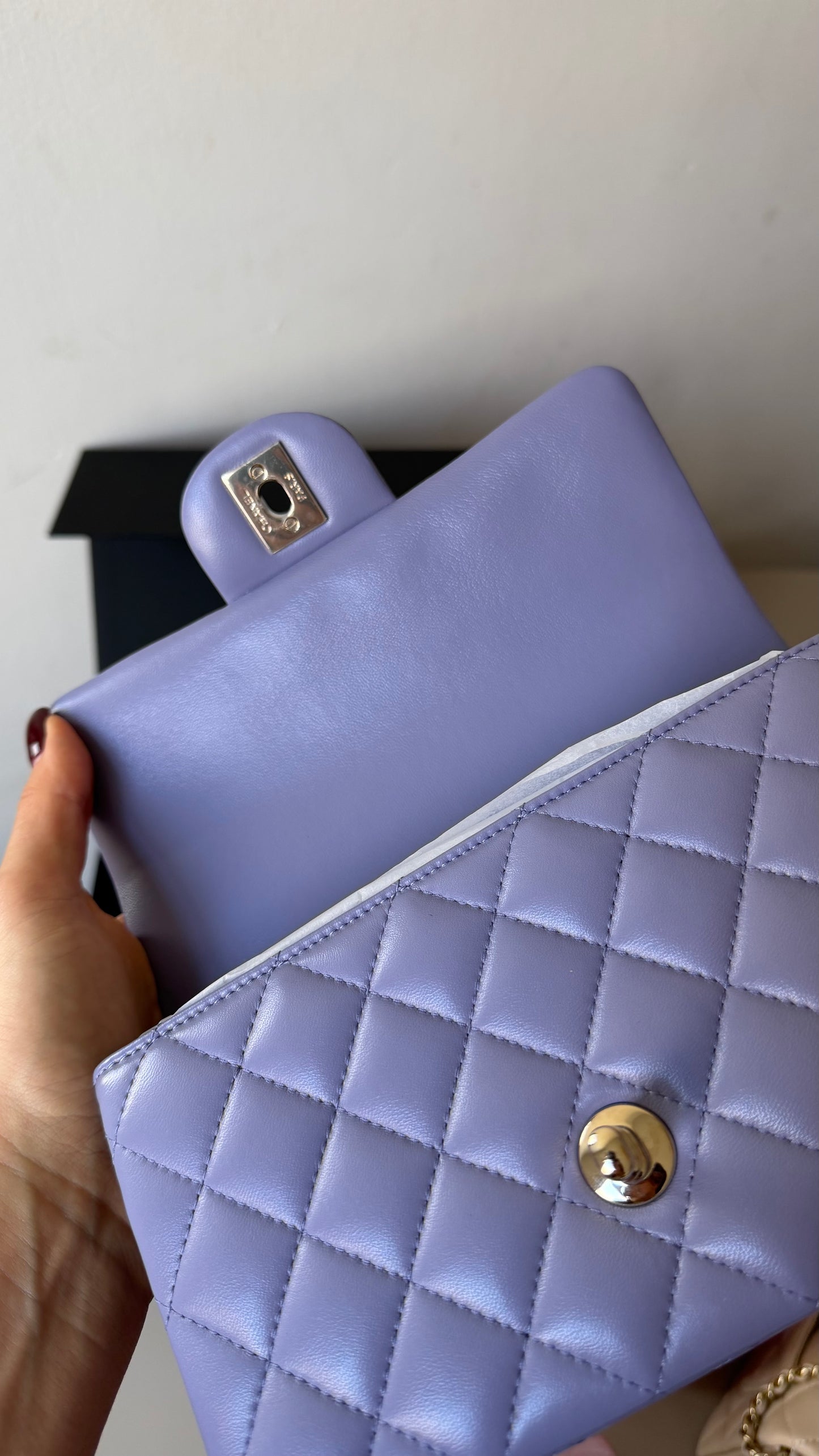 Chanel mini top handle lambskin lilac
