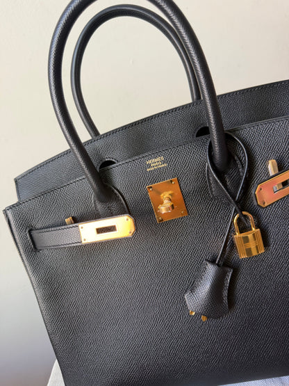 Birkin 30 Epsom Black with gold hardware C stamp