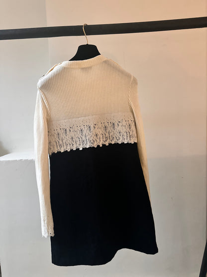 Chanel white/black cashmere dress size 34