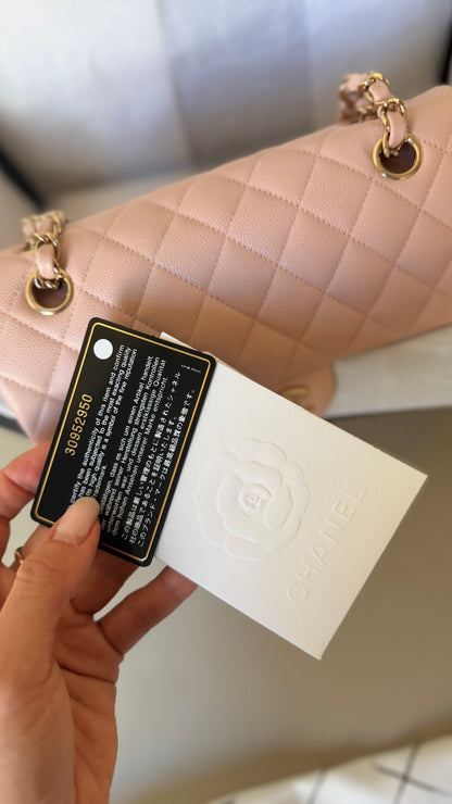 Chanel baby pink small caviar double flapbag