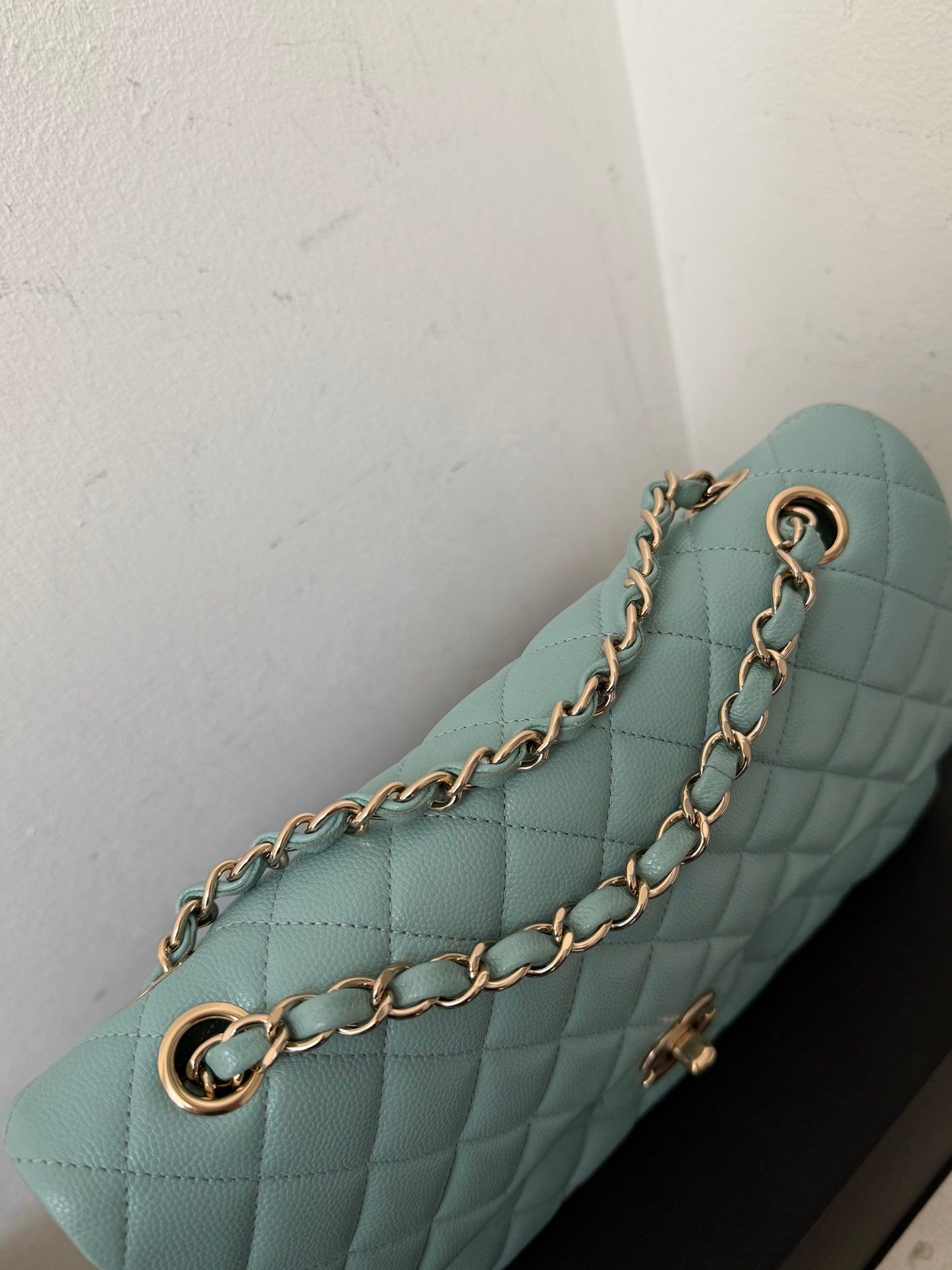 Chanel Tiffany blue medium caviar flapbag