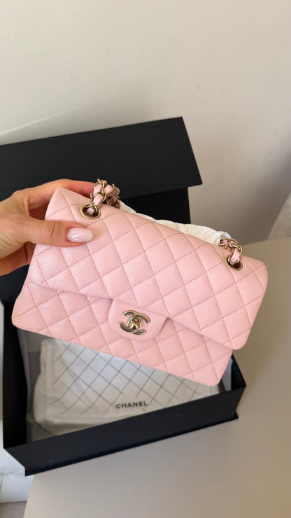 Chanel pink caviar small with chip (2022-2026) and entrupy certificate