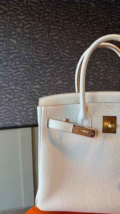 Hermes birkin 30 Craie Togo leather gold hardware