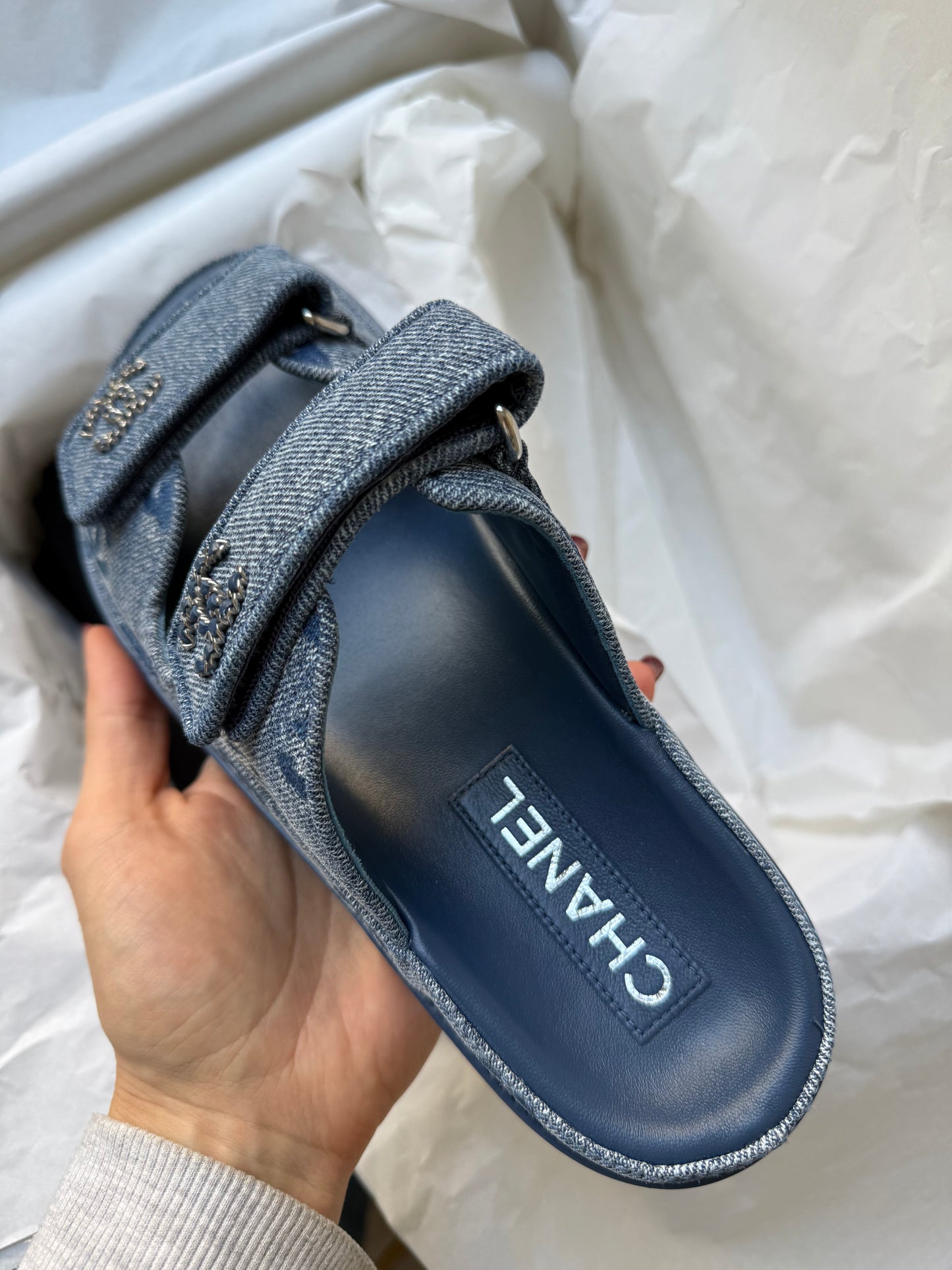 Chanel dad sandal denim 37