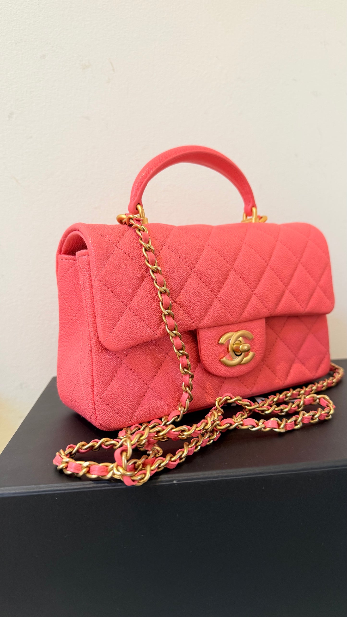 Chanel mini top handle pink caviar 31 serie (2021) full new set