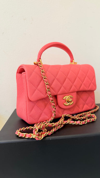 Chanel mini top handle pink caviar 31 serie (2021) full new set