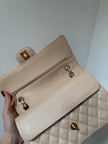 Chanel beige caviar medium flap