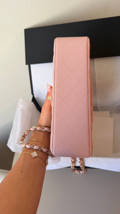 Chanel baby pink small caviar double flapbag